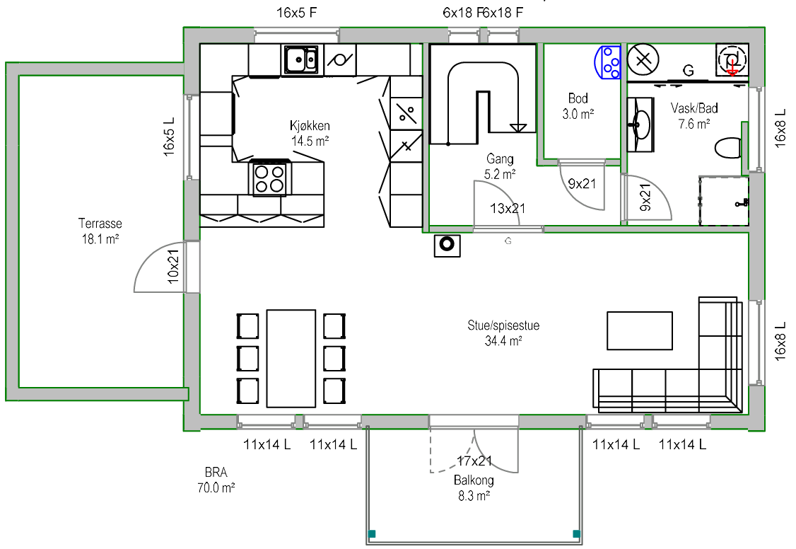 Boligens planløsning i 2. etasjen Galleribilde
