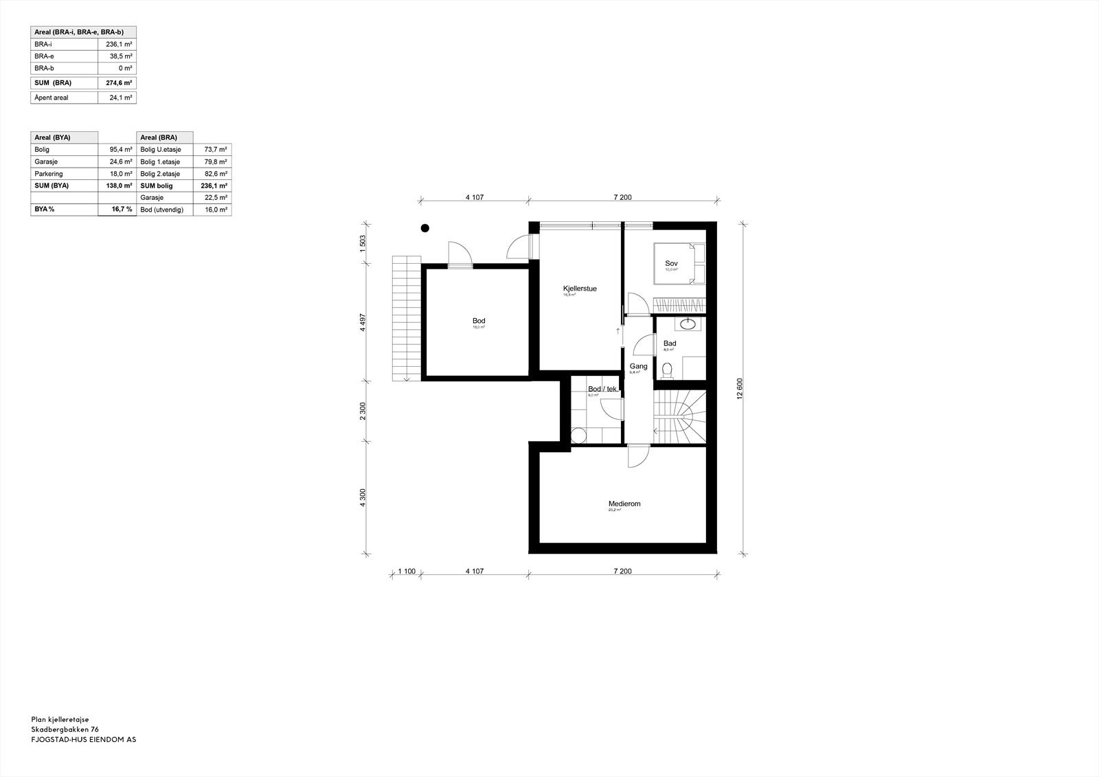 Plantegning underetasje. Galleribilde