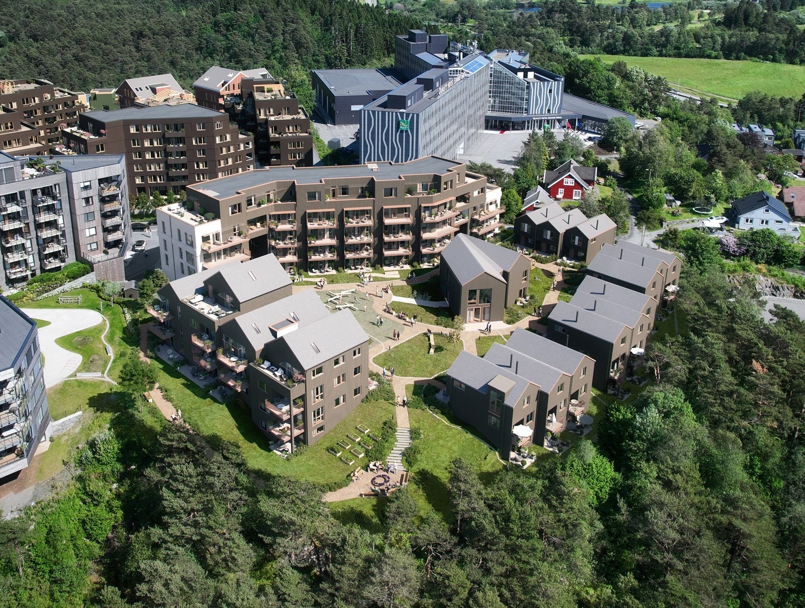 Oversiktsbilde fra Sandsliåsen Hageby - Fine boliger med meget god beliggenhet. (Illustrasjon - avvik vil forekomme) Galleribilde