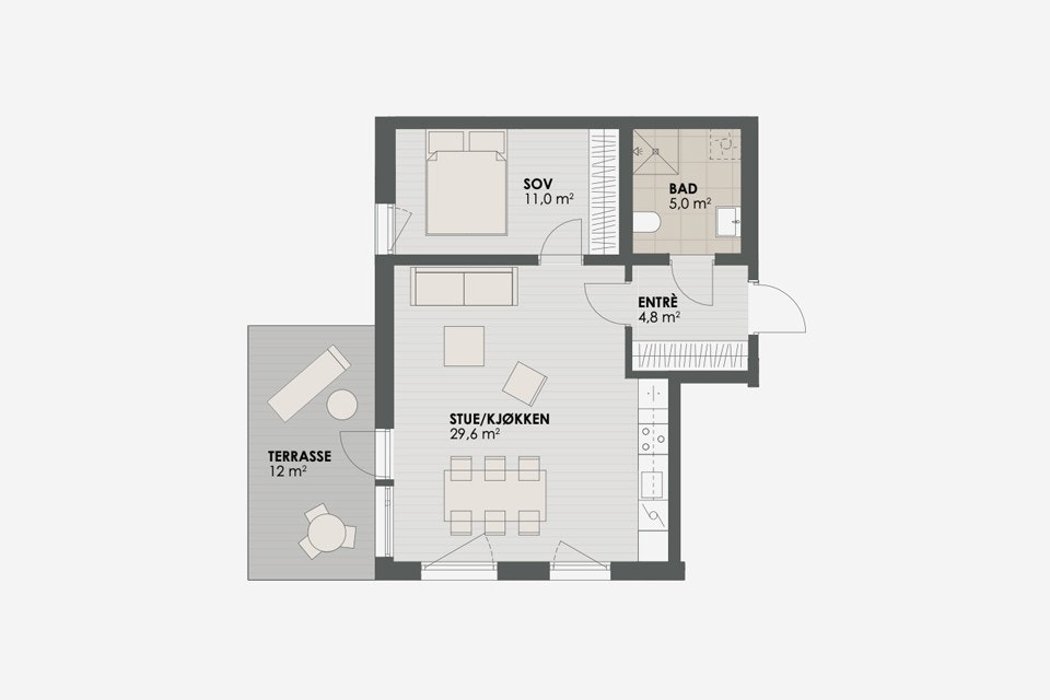 Plantegning leilighet 1 Galleribilde