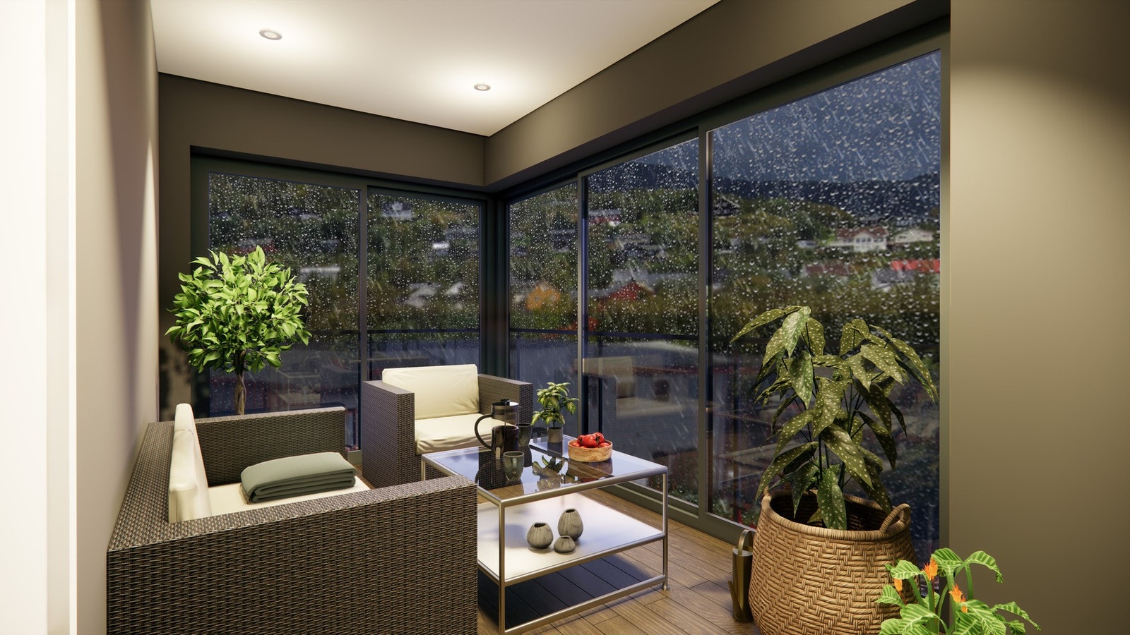 Fullisolert og oppvarmet vinterhage - Vinterhagene kan også brukes som soverom 3. Illustrasjonsbilde leilighetstype A - Leilighetstype C er tilnærmet lik men speilvendt Galleribilde