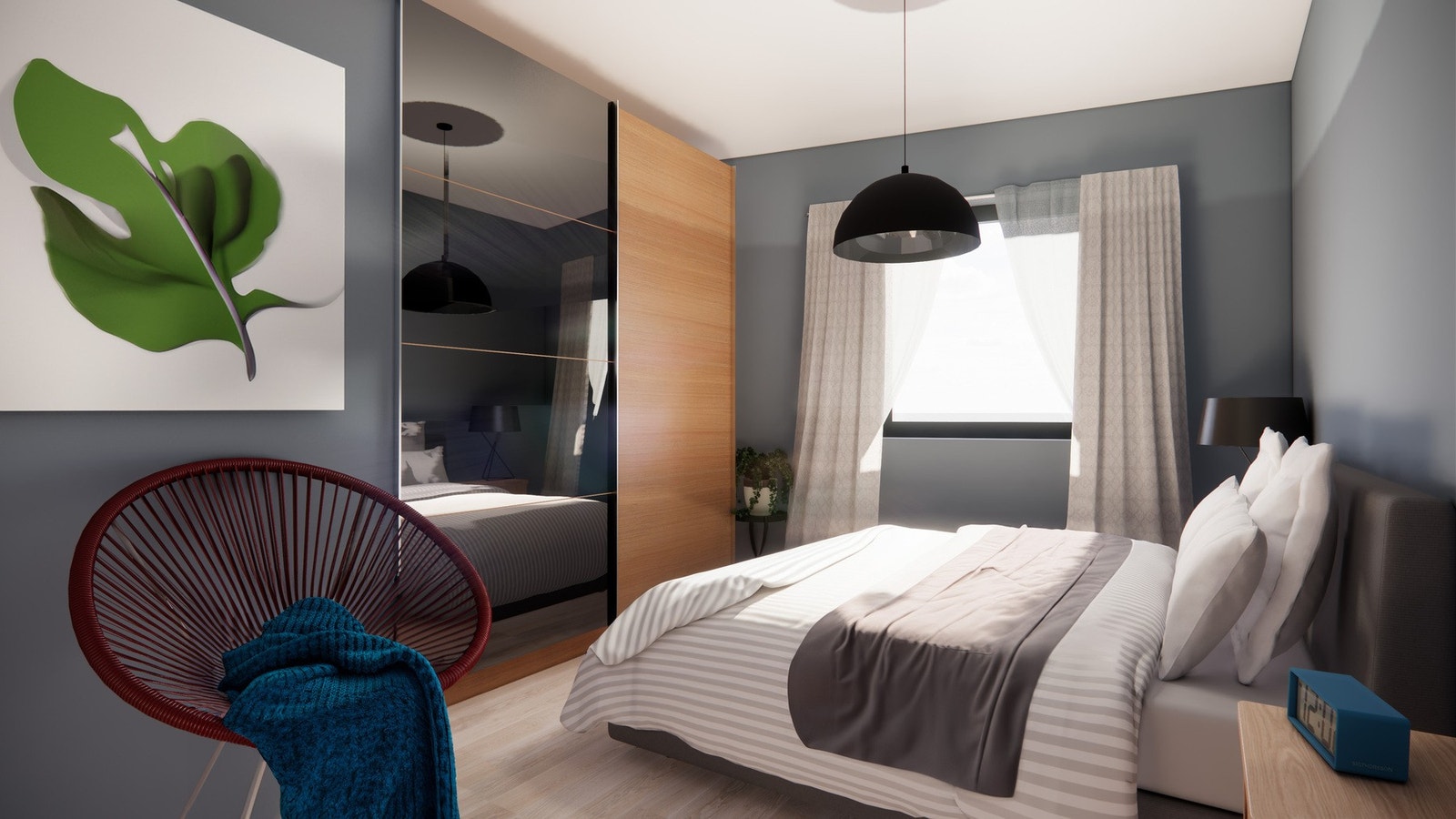 Leilighetstype C - Illustrasjonsbilde soverom for leilighetene 204, 304 og 404 Galleribilde