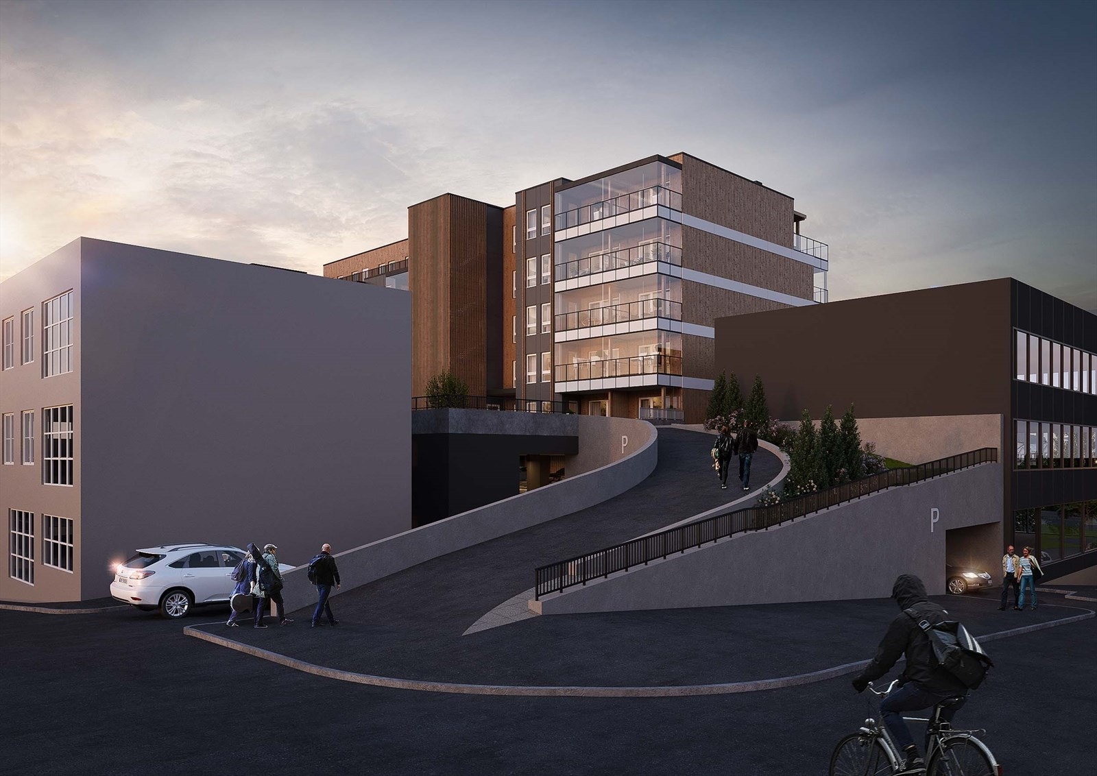 Det blir innkjøring fra sørvest vis a vis Rådhuset. Galleribilde