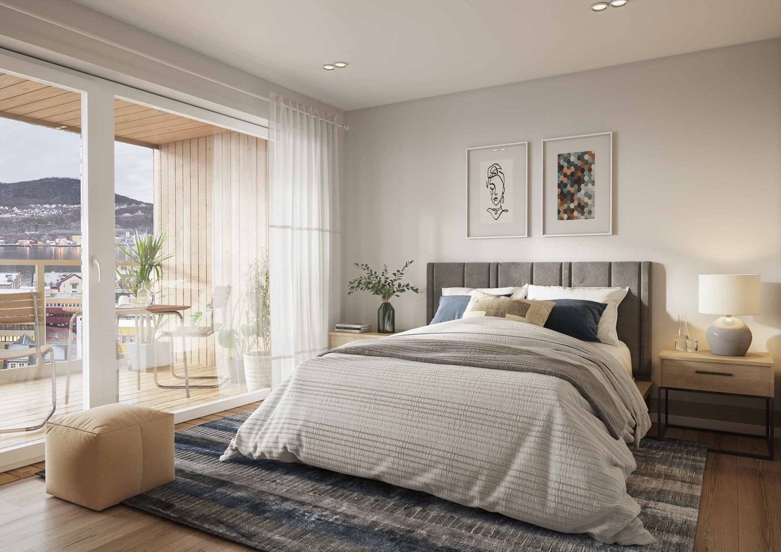 Tenk deg tilbaketrukket i egen leilighet uten innsyn, men med fabelaktig utsikt fra egen seng! Galleribilde