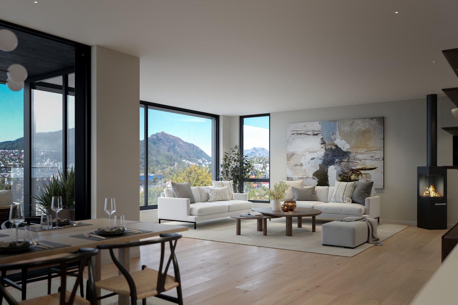 Stuen er på hele 90 kvm, og delt inn i ulike soner for to ulike salonggrupper og spisekjøkken. Illustrasjonsbilde, avvik kan forekomme. Galleribilde