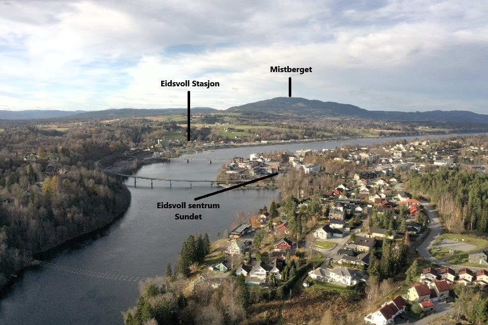 Gangavstand til Sundet og Eidsvoll Stasjon. Galleribilde