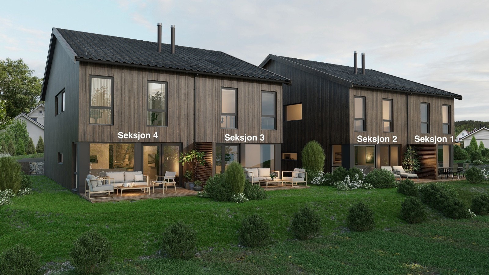 Illustrasjonsbilde av fasade front med seksjonsnummer. Galleribilde