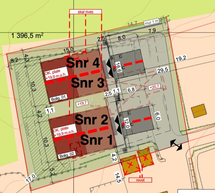 Situasjonsplan med seksjonsnummer. Galleribilde