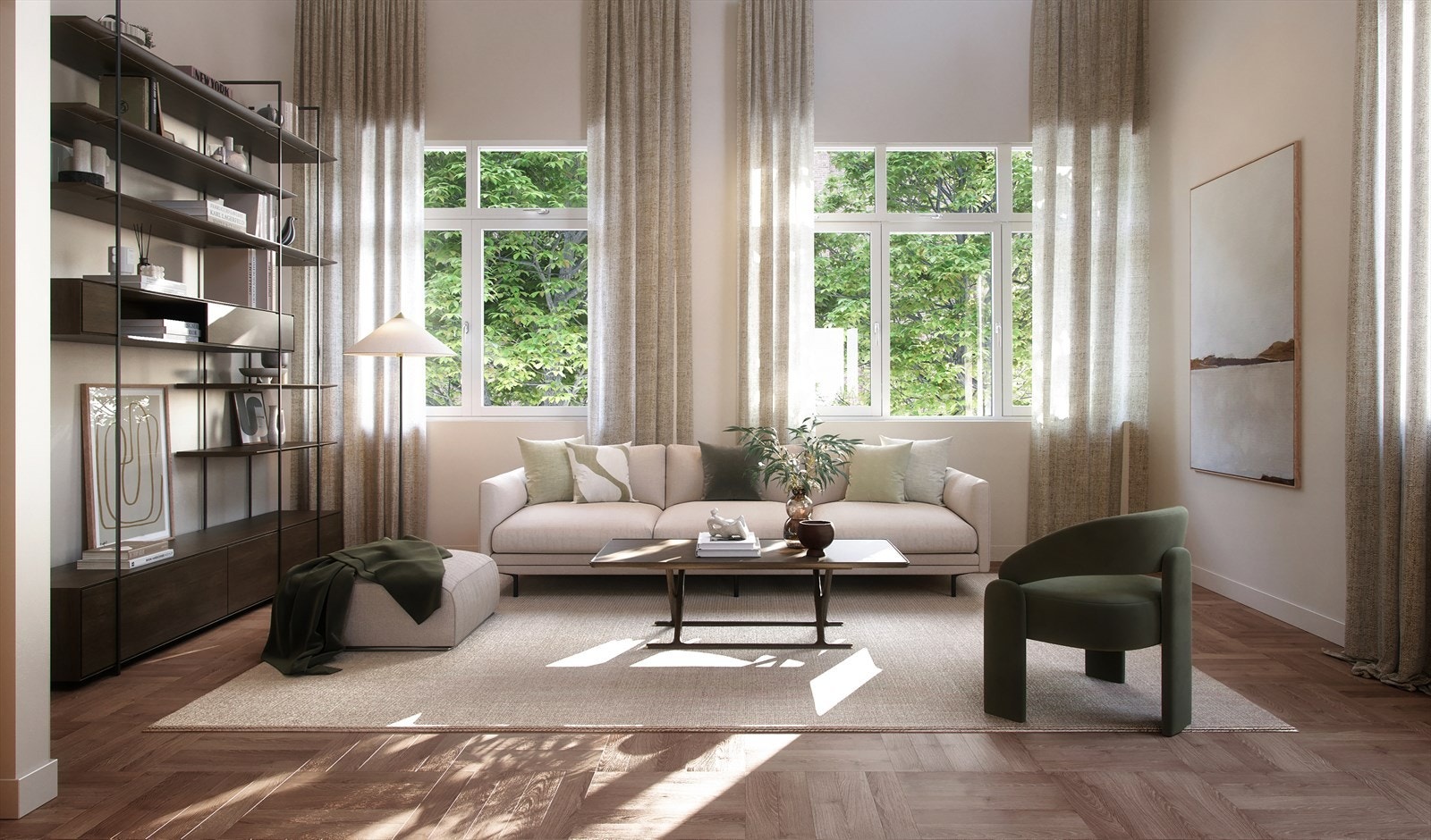 Det er utarbeidet en belysningsplan for hver enkelt leilighet, tegnet av en lysdesigner hos SML Lightning. Illustrasjon. Galleribilde