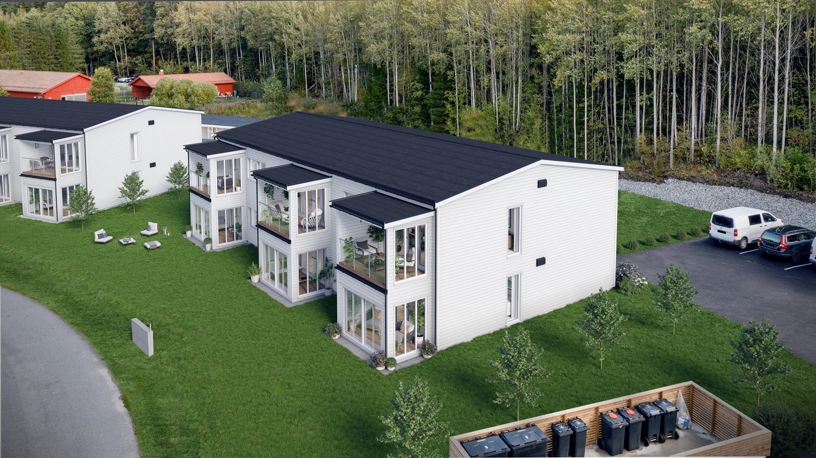 Verandaene er godt skjermet av vegger i tillegg til overbygg. Galleribilde