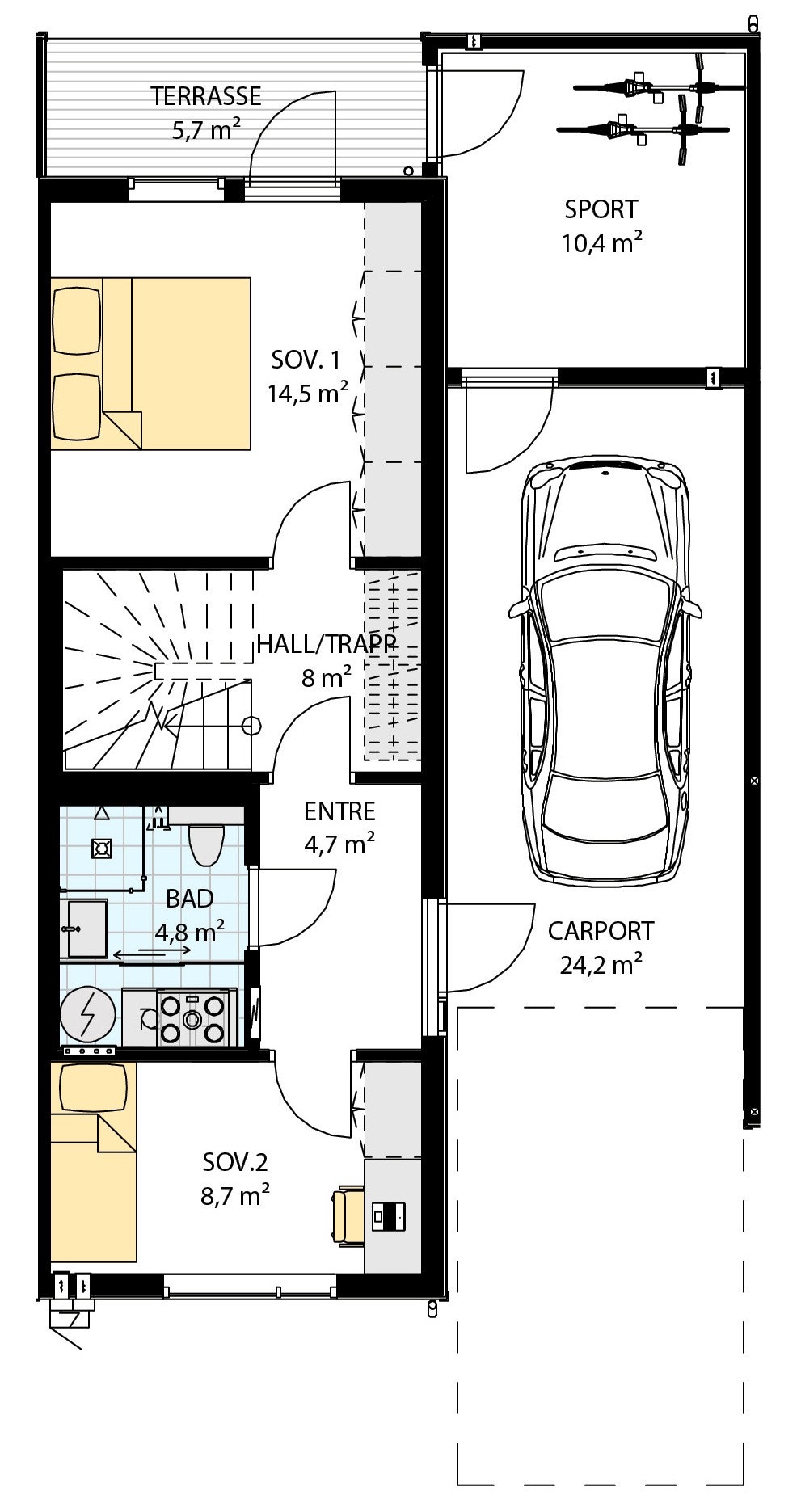 1. etg - Boenhet 9 har lik planløsning, bare speilvendt Galleribilde