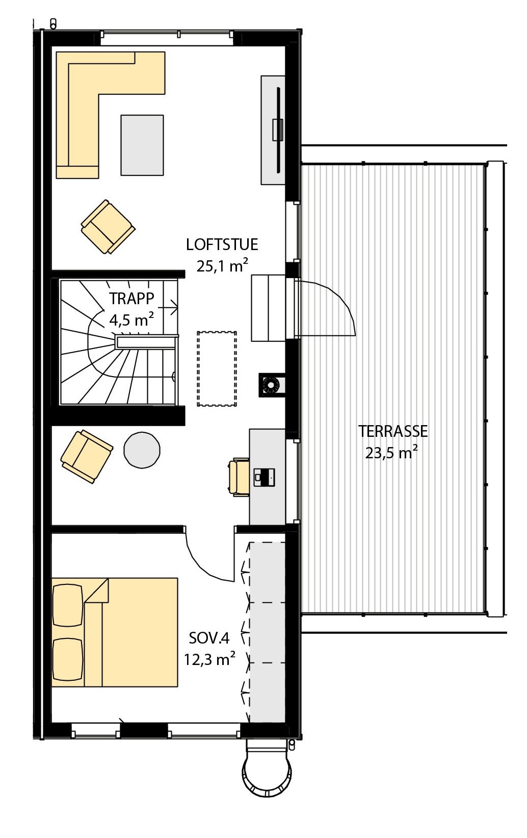3. etg - Boenhet 6 og 7 i hus 13 er like, bare speilvendt Galleribilde