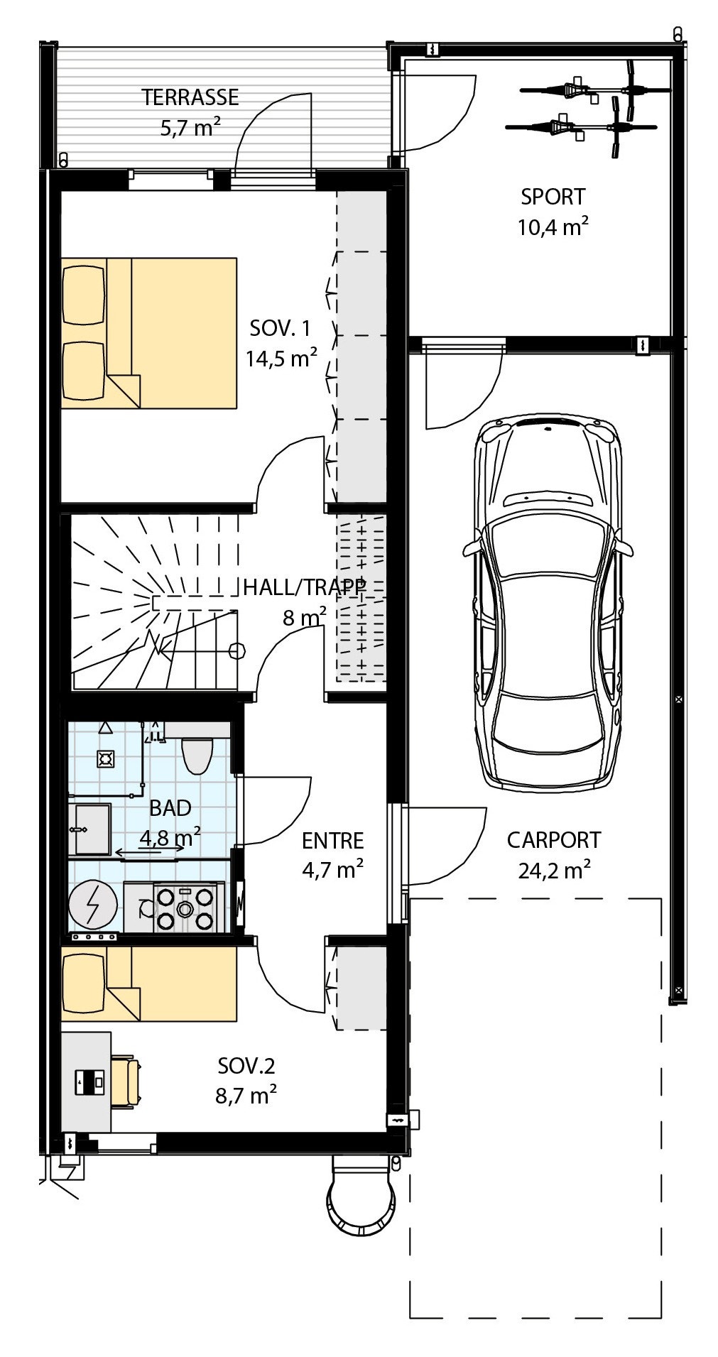1. etg - Boenhet 6 og 7 i hus 13 er like, bare speilvendt Galleribilde