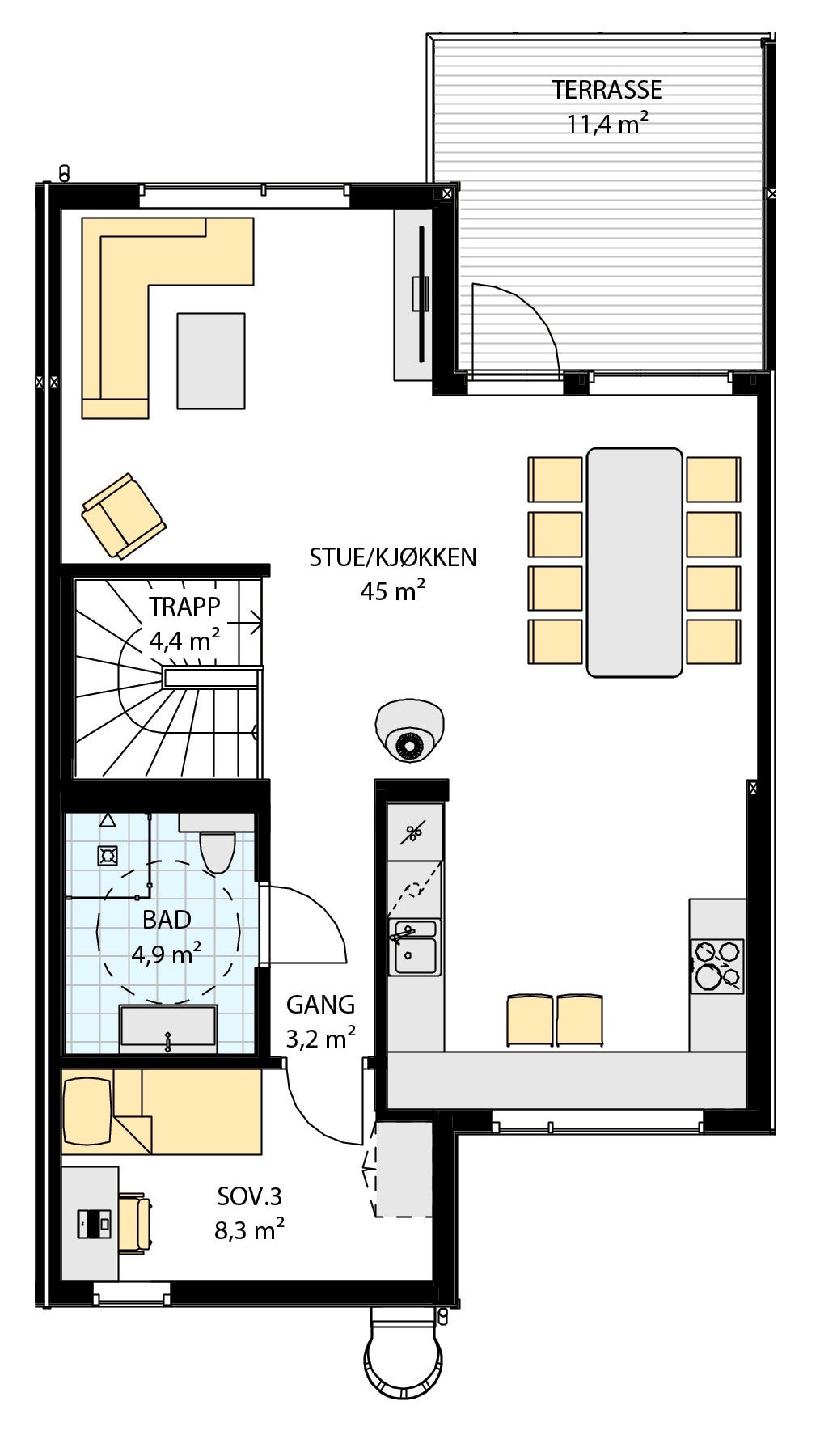 2. etg - Boenhet 6 og 7 i hus 13 er like, bare speilvendt Galleribilde