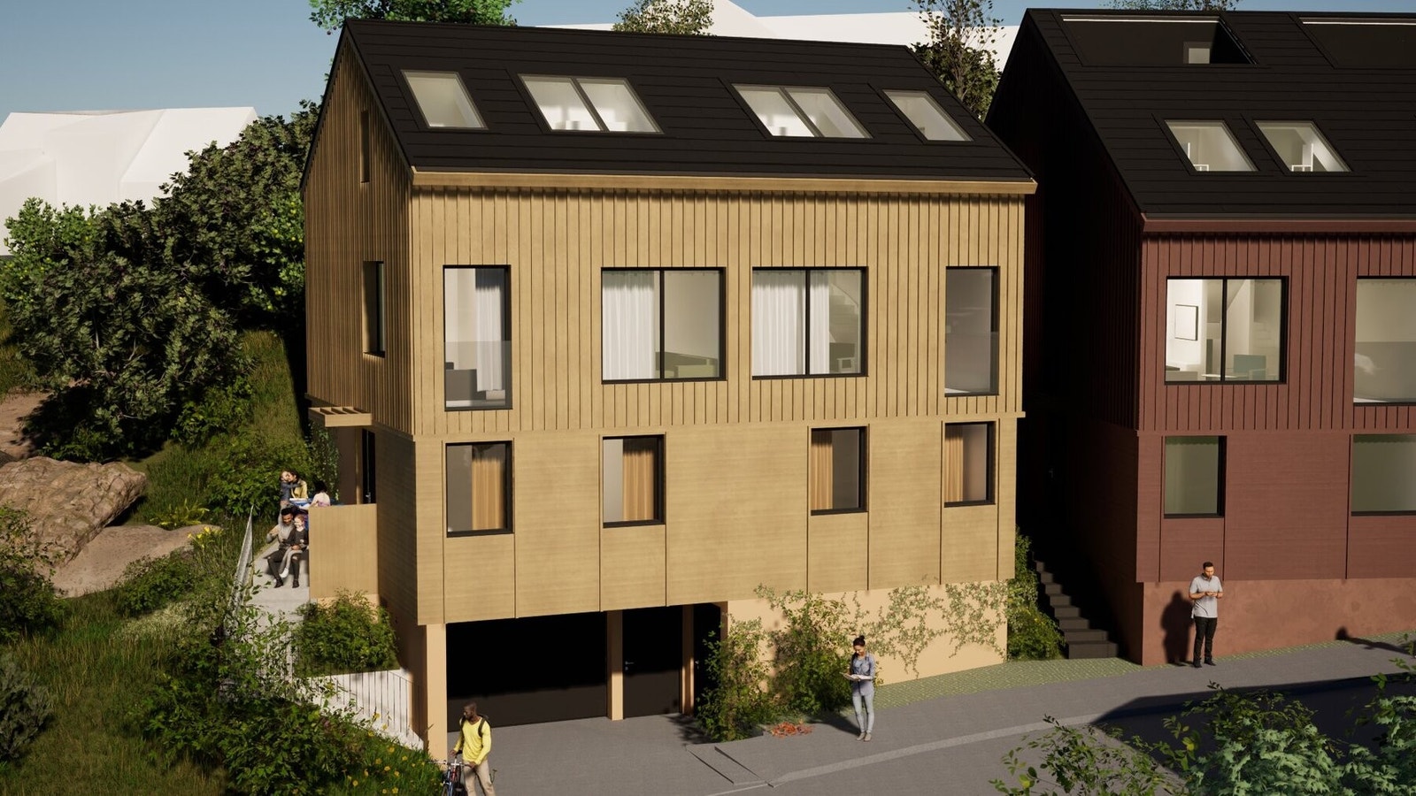 Nedkjøring til garasje. Det medfølger 1 p-plass til alle boliger med unntak av 2-romsleilighetene. Galleribilde