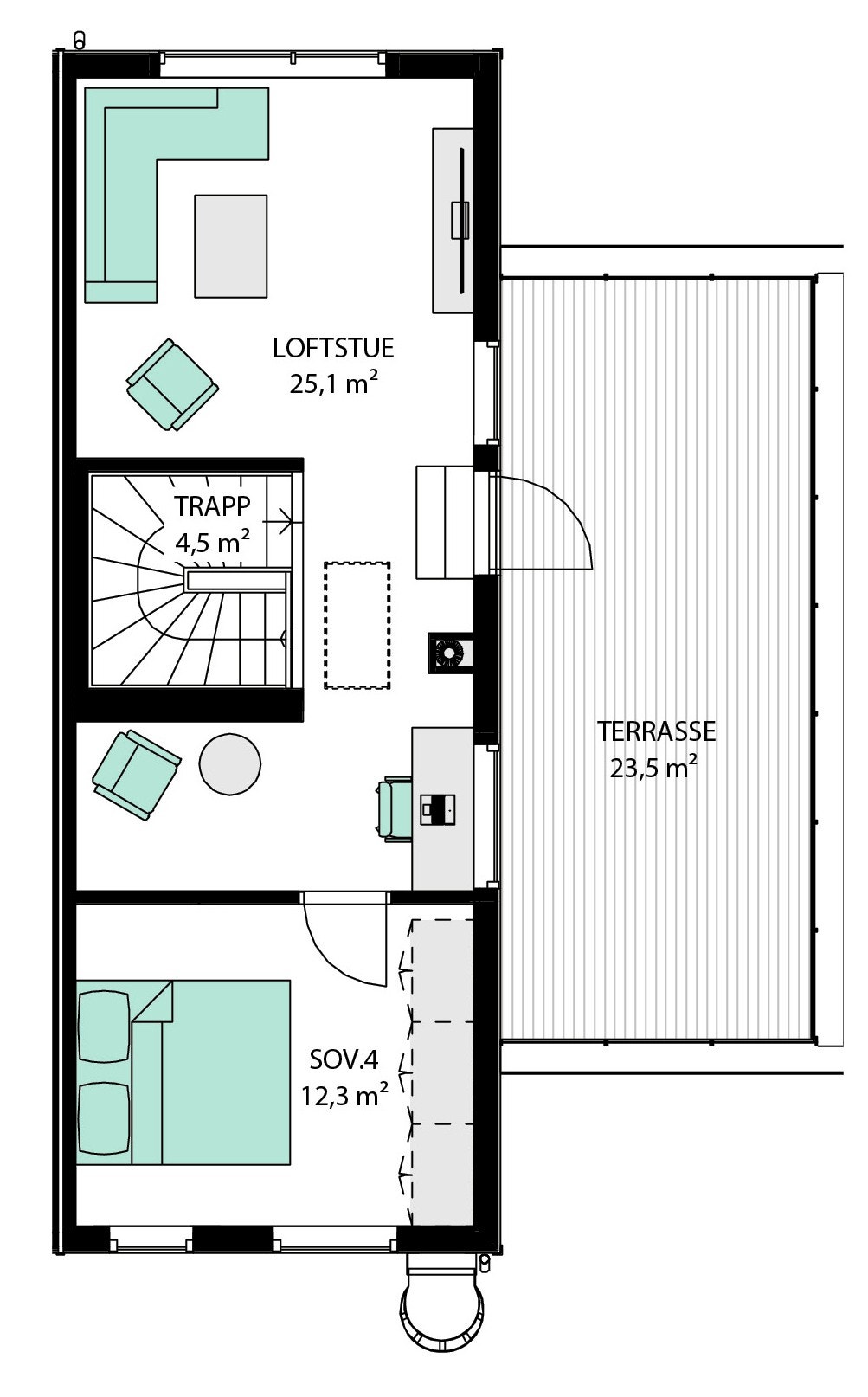 3. etg - Boenhet 2 og 3 i hus 12 er like, bare speilvendt Galleribilde