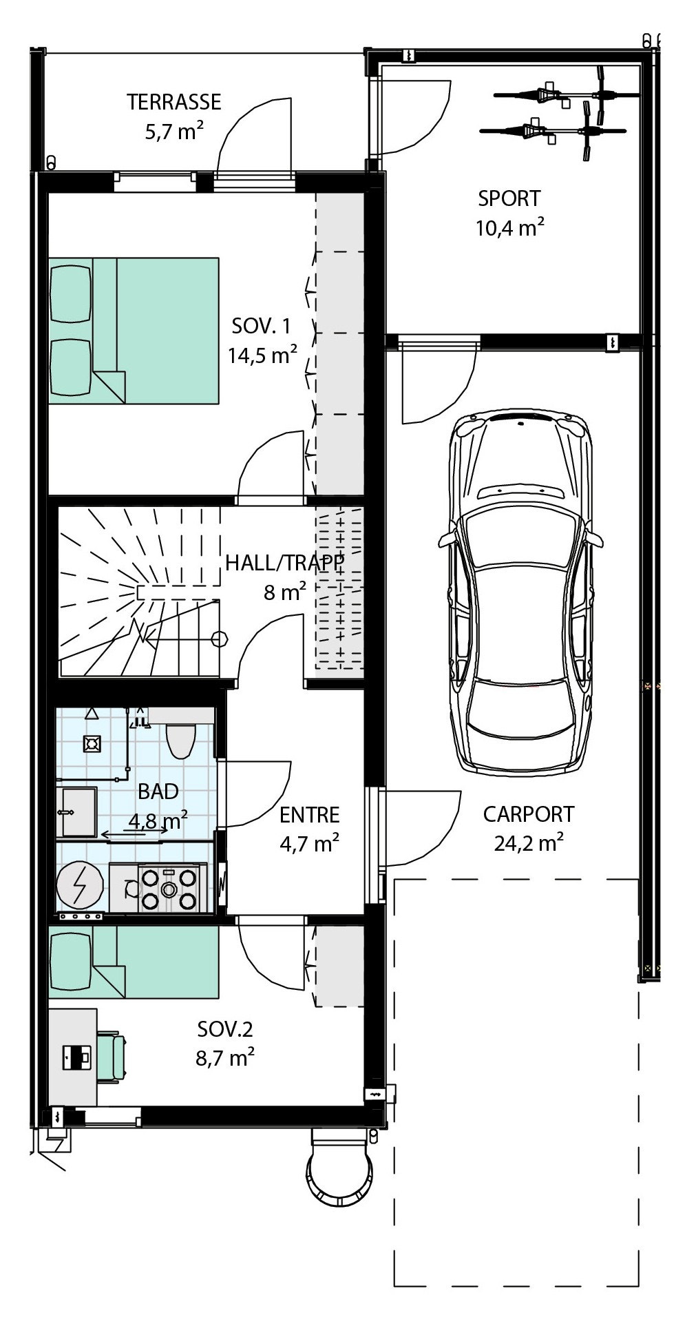 1. etg - Boenhet 2 og 3 i hus 12 er like, bare speilvendt Galleribilde