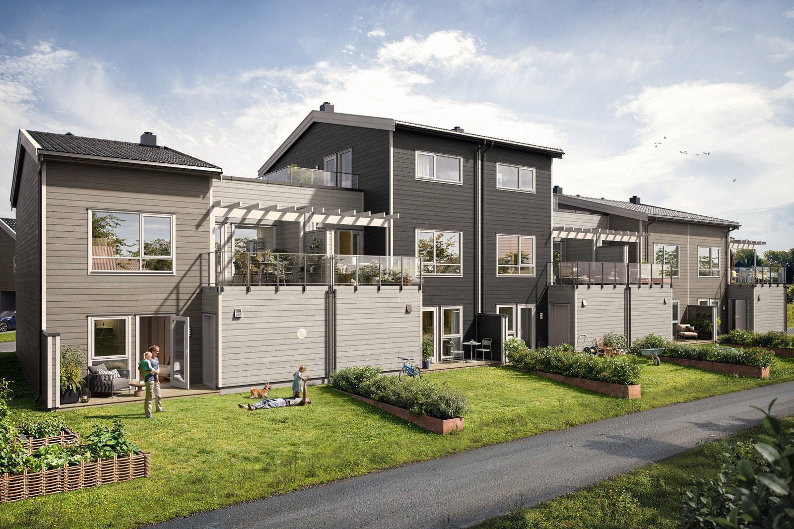 Rekkehus med flotte uteplasser! Galleribilde