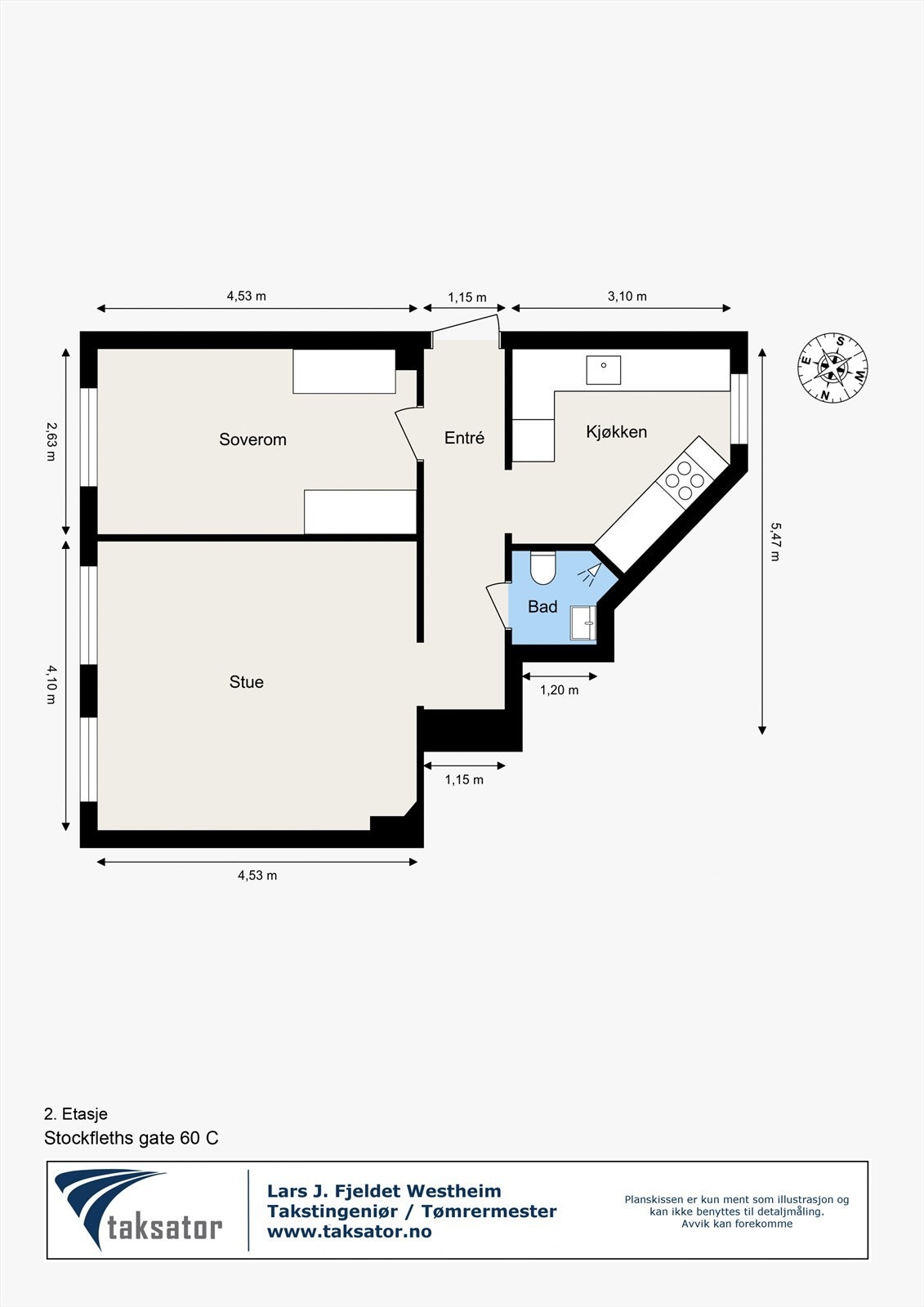 Plantegning med mål. Galleribilde