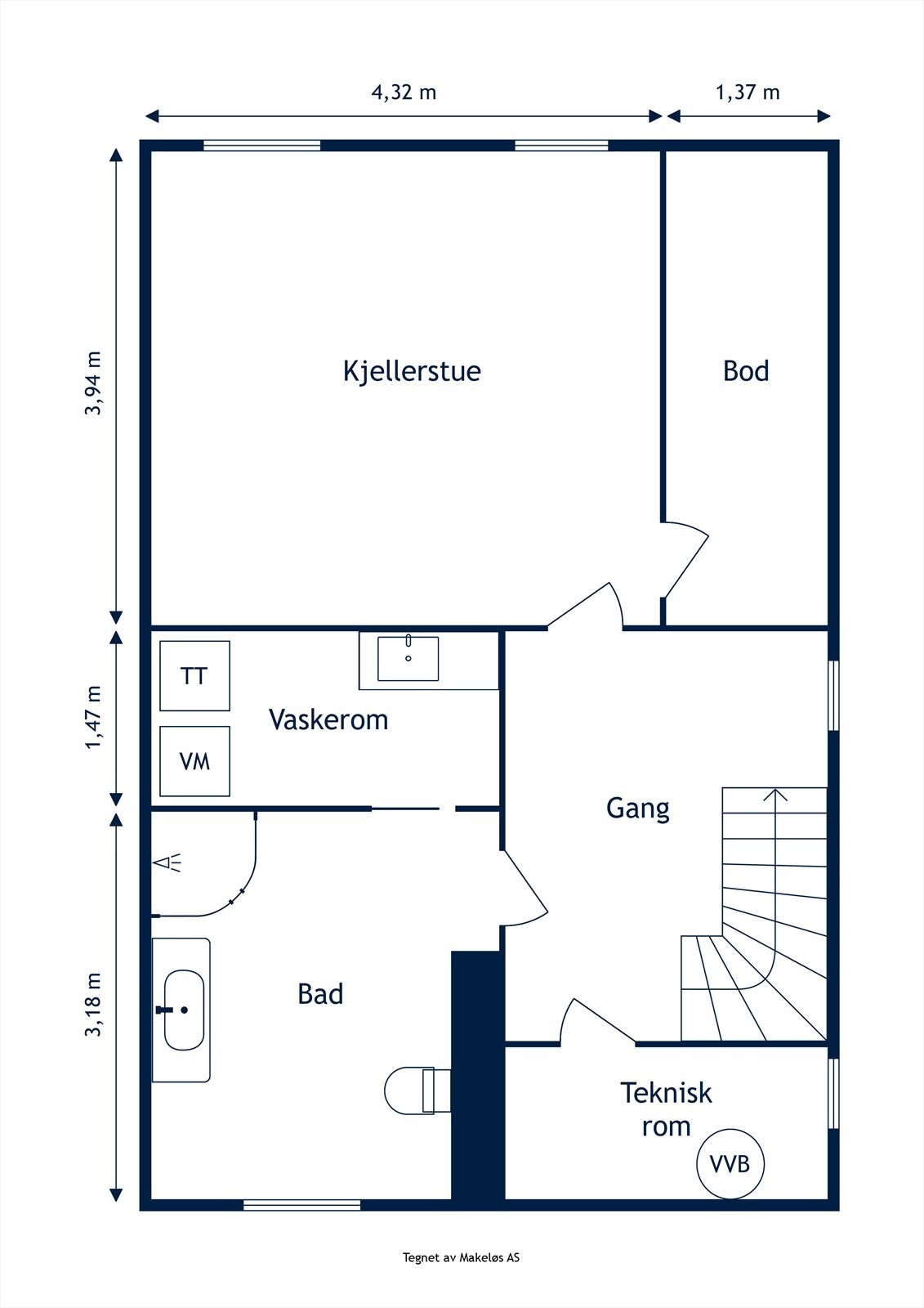 Plantegning kjeller. Galleribilde