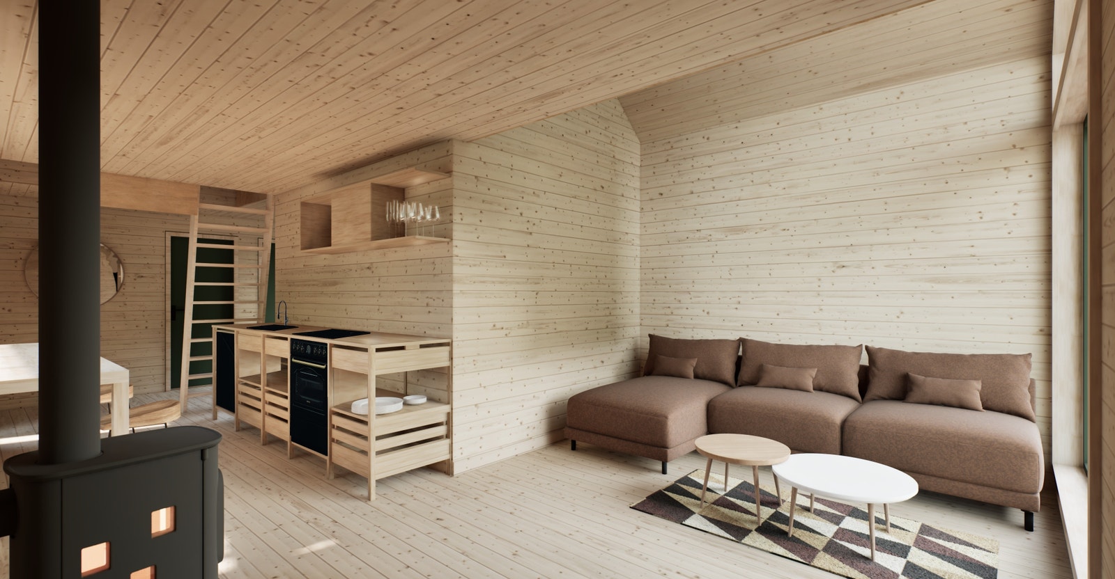 Stue og kjøkkenløsning (Bilde fra LIVD 50) Galleribilde