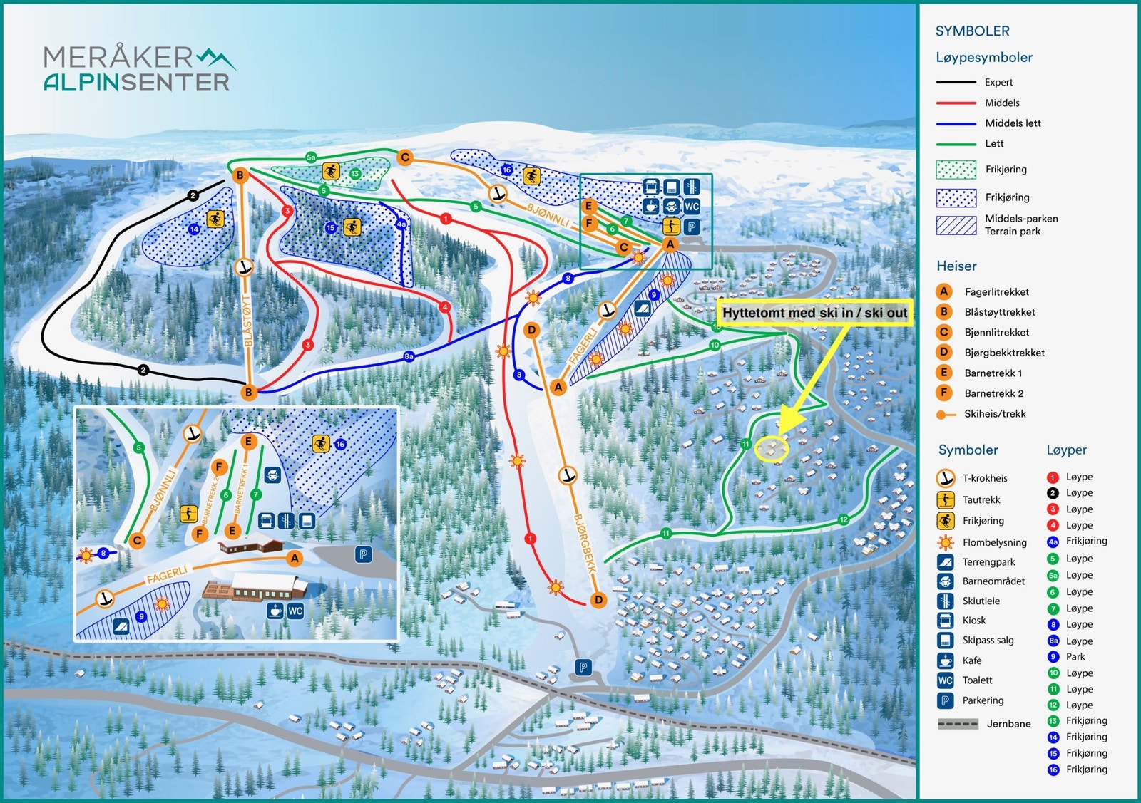 Ski in / ski out rett vest for tomta, kun 20 meter fra tomtegrensa Galleribilde