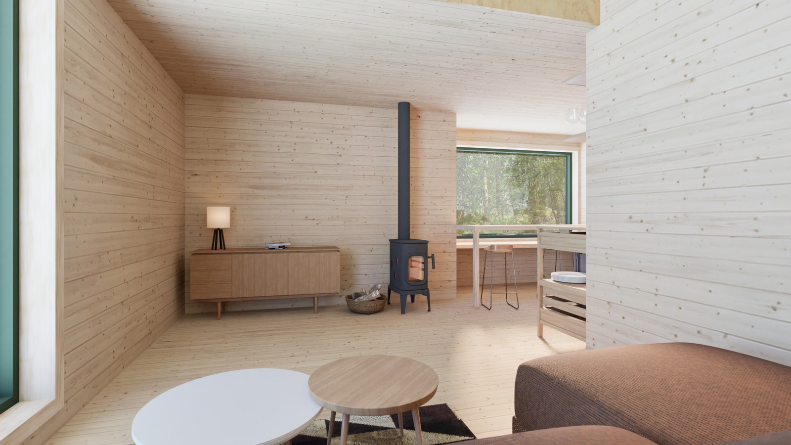 Hytten leveres med Vedovn og stålpipe Galleribilde