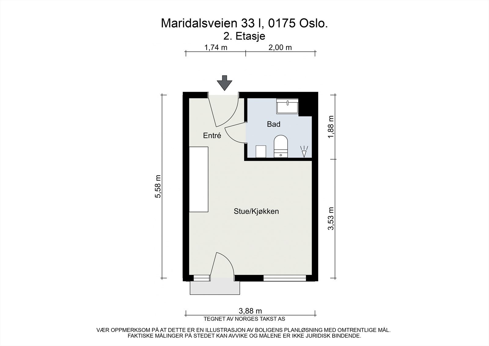 Vi starter med plantegningen slik at du får deg en oversikt over boligen. Det følger også med en kjellerbod på 6 m². Galleribilde