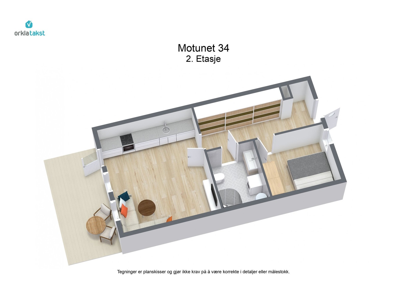 Plantegning 2. etasje 3D Galleribilde