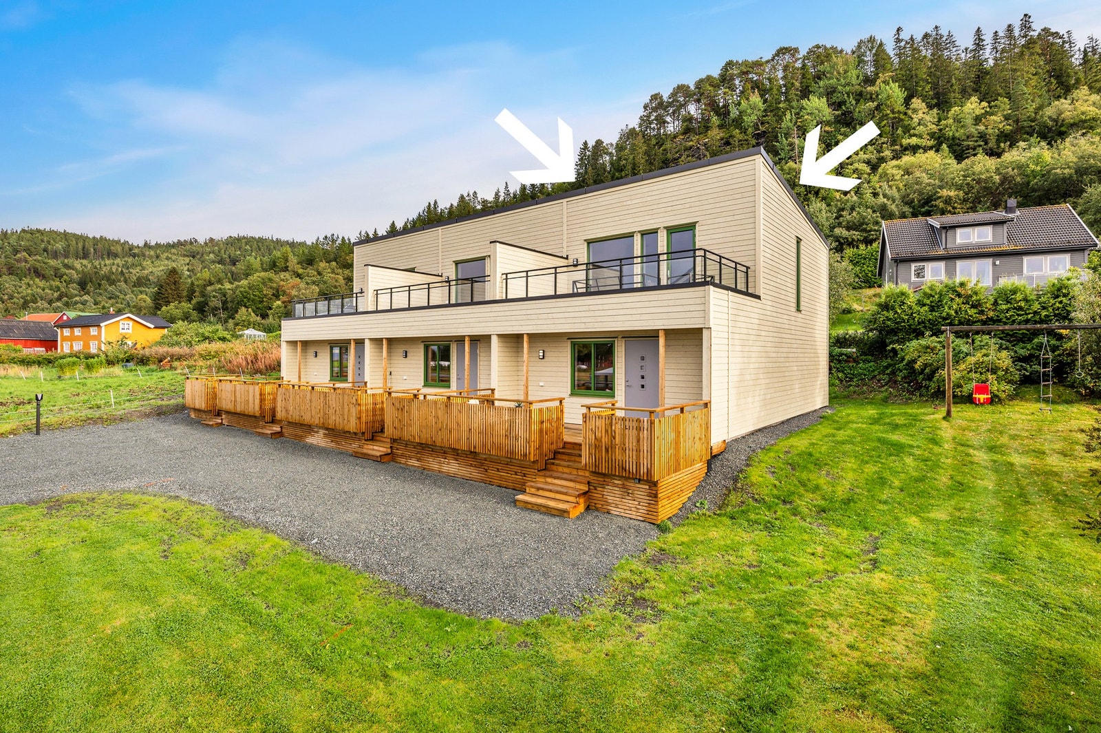 Fasade. Bygget ble ferdig oppsatt sommeren 2024 og er ikke tatt i bruk. Galleribilde