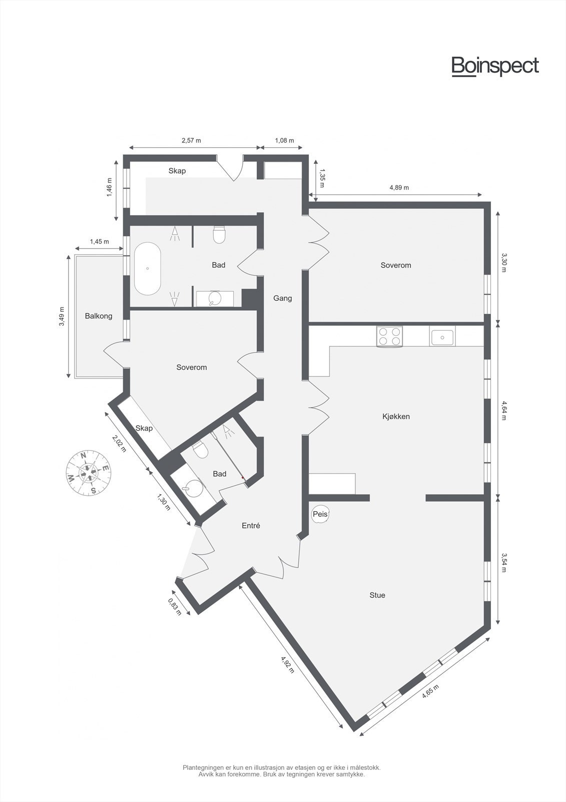 Plantegning med mål! Galleribilde