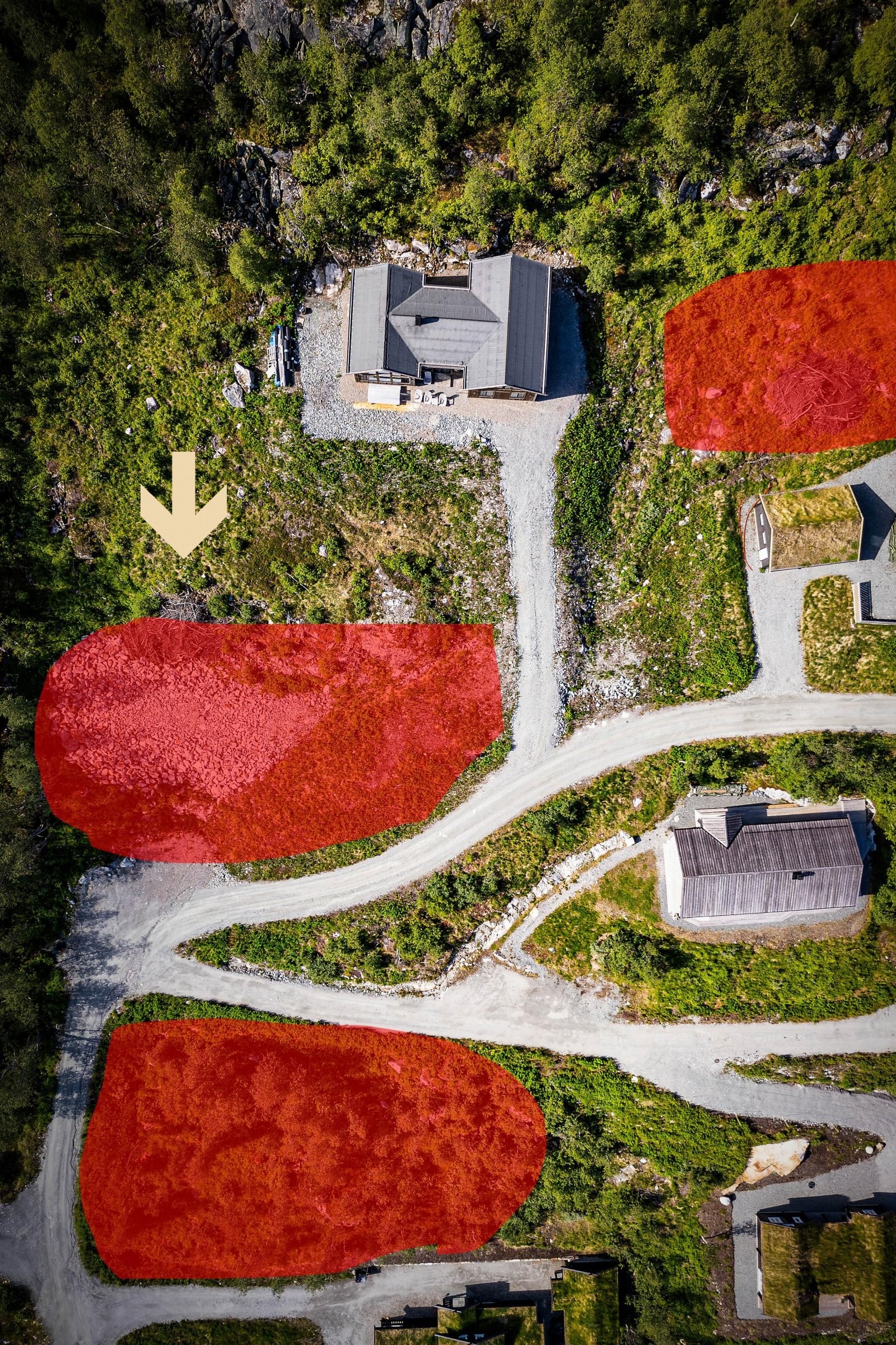 Tomten sett ovenfra. Galleribilde