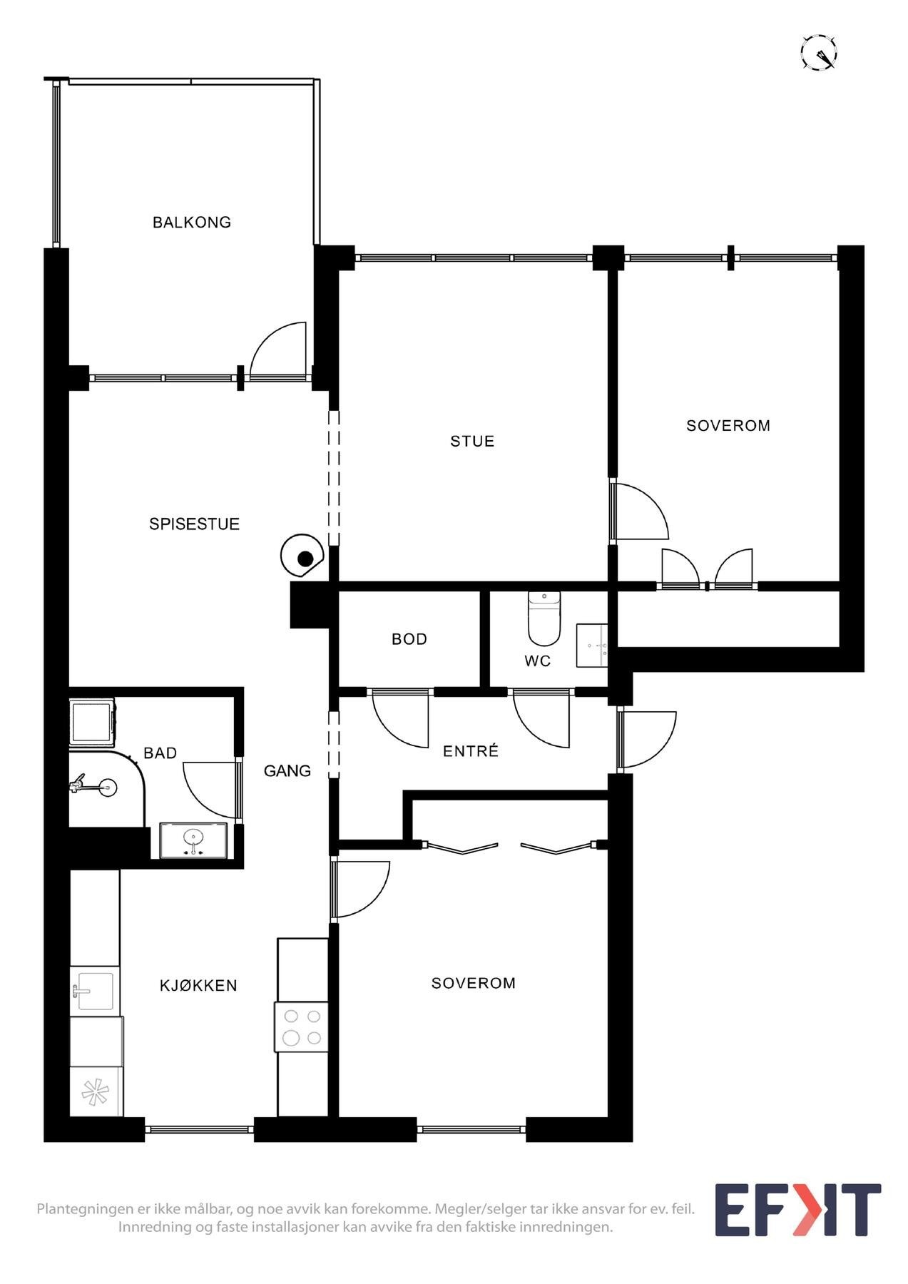 Planskisse leilighet. Galleribilde