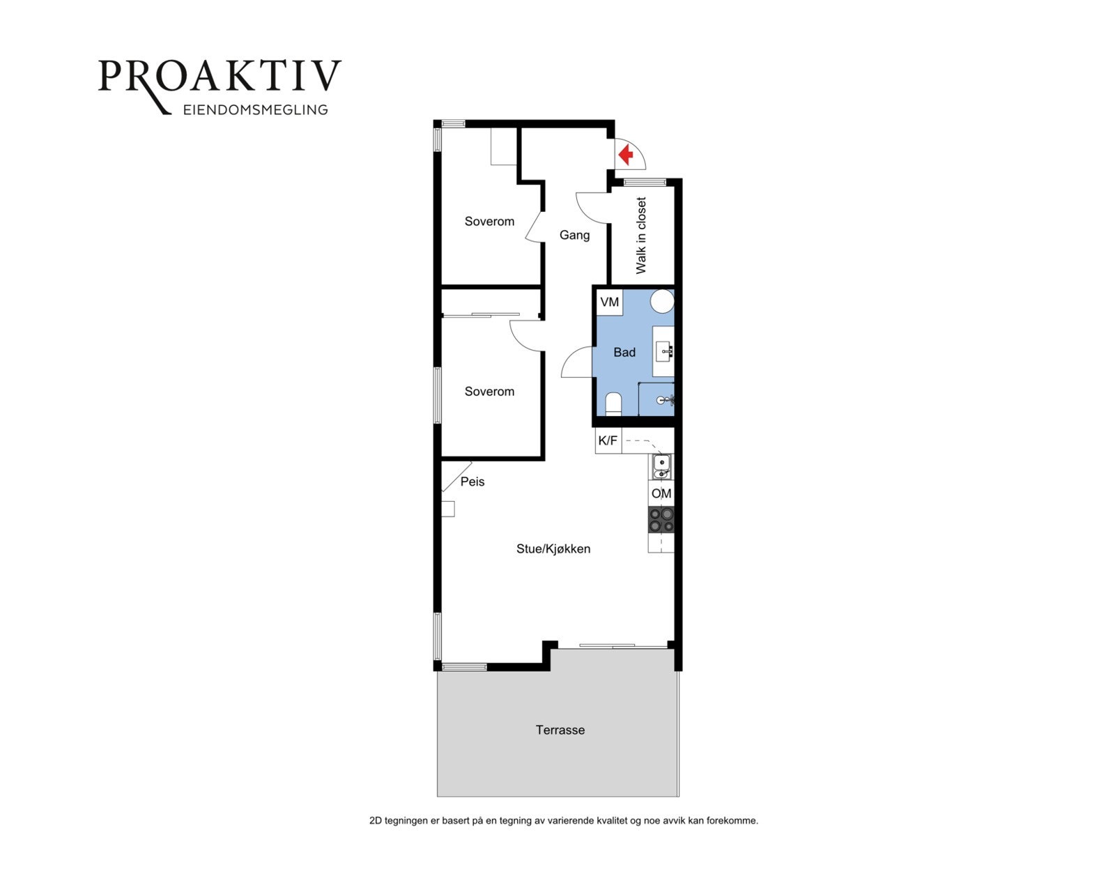 Slik ser planløsningen ut sett fra oven. Galleribilde