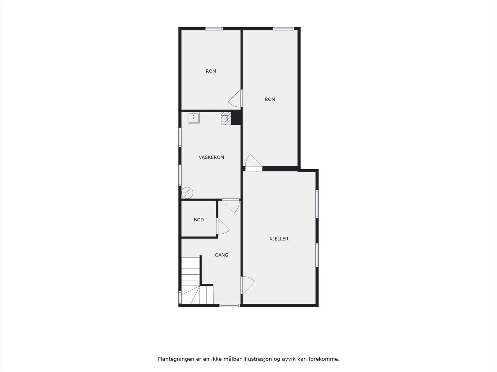 Innredede rom i kjelleretasje er ikke godkjent for varig opphold Galleribilde