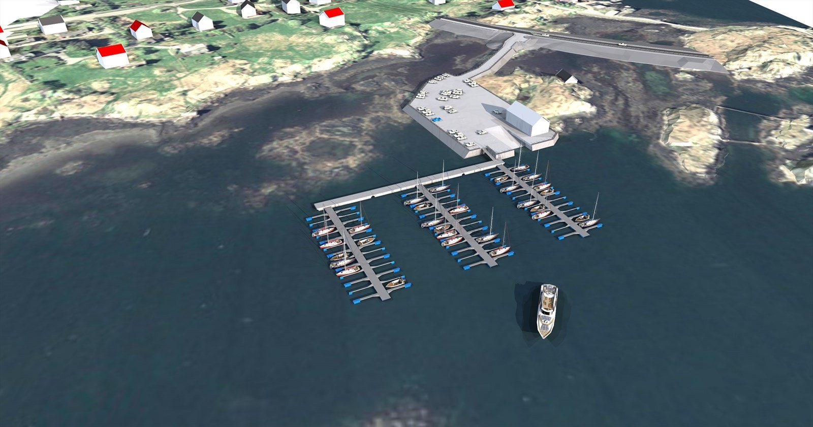 Skisse over mulig utnyttelse med småbåthavn Galleribilde