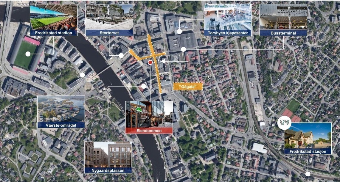 Brage Fram-gården midt i hjerte av Fredrikstad sentrum. Galleribilde