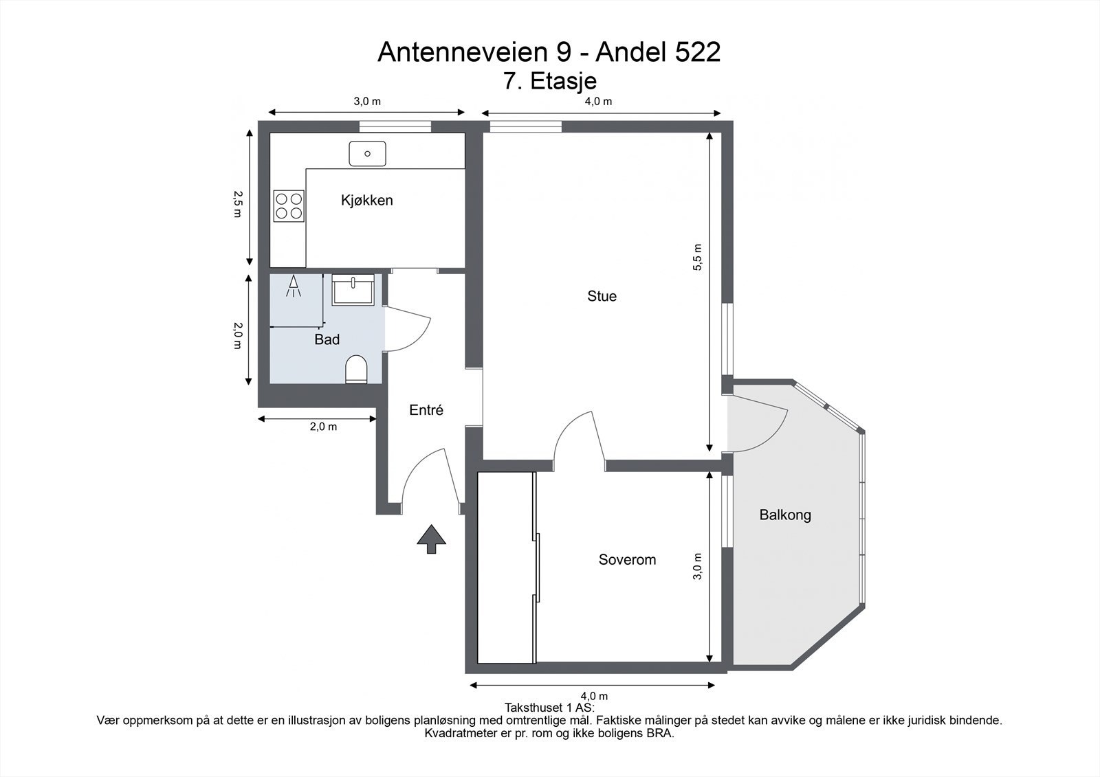 - Plantegning - Antenneveien 9 - Andel 522 - 7. Etasje - Galleribilde