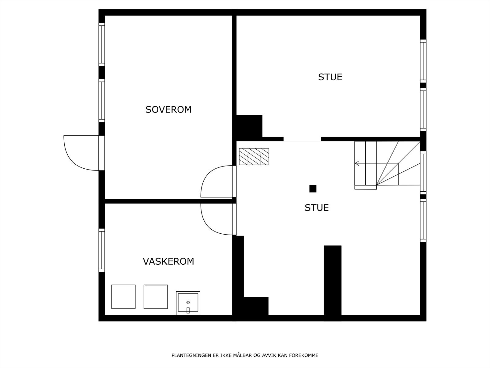 Vi fortsetter til kjeller. Her er kjellerstue, allrom, soverom og vaskerom. Galleribilde