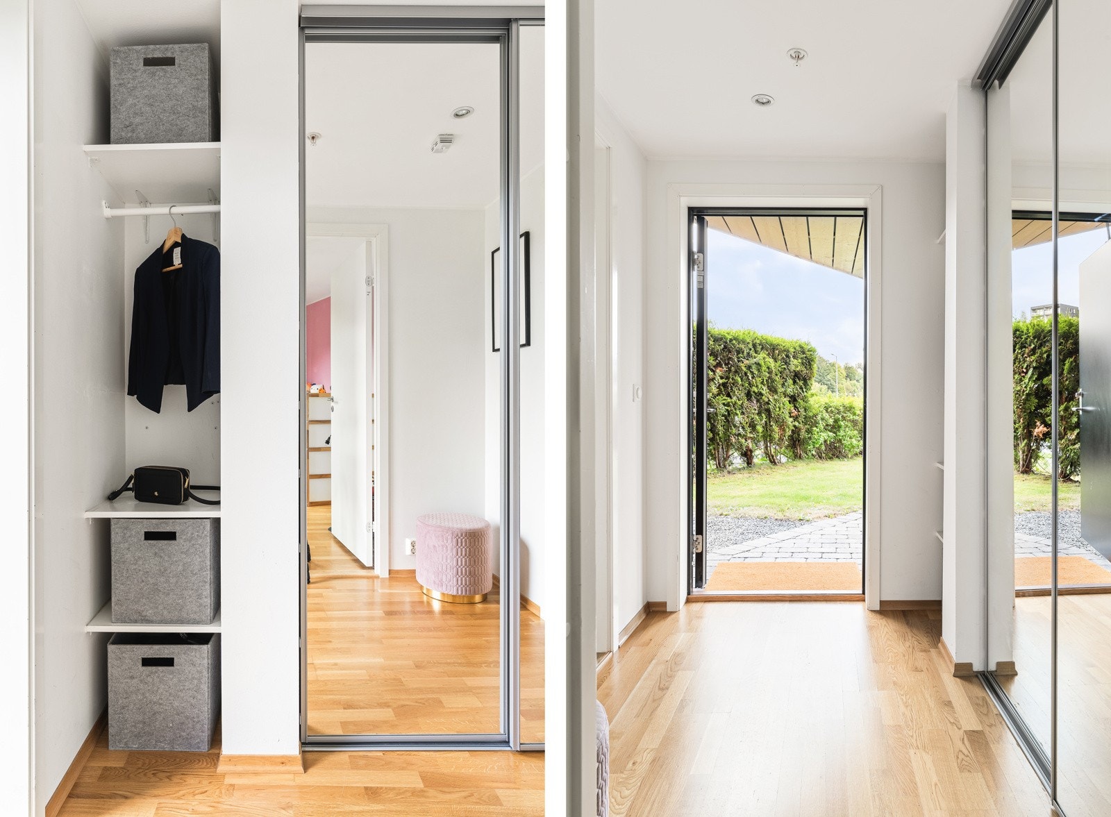 Entréen er romslig og er utstyrt med en praktisk skyvedørsgarderobe. Galleribilde