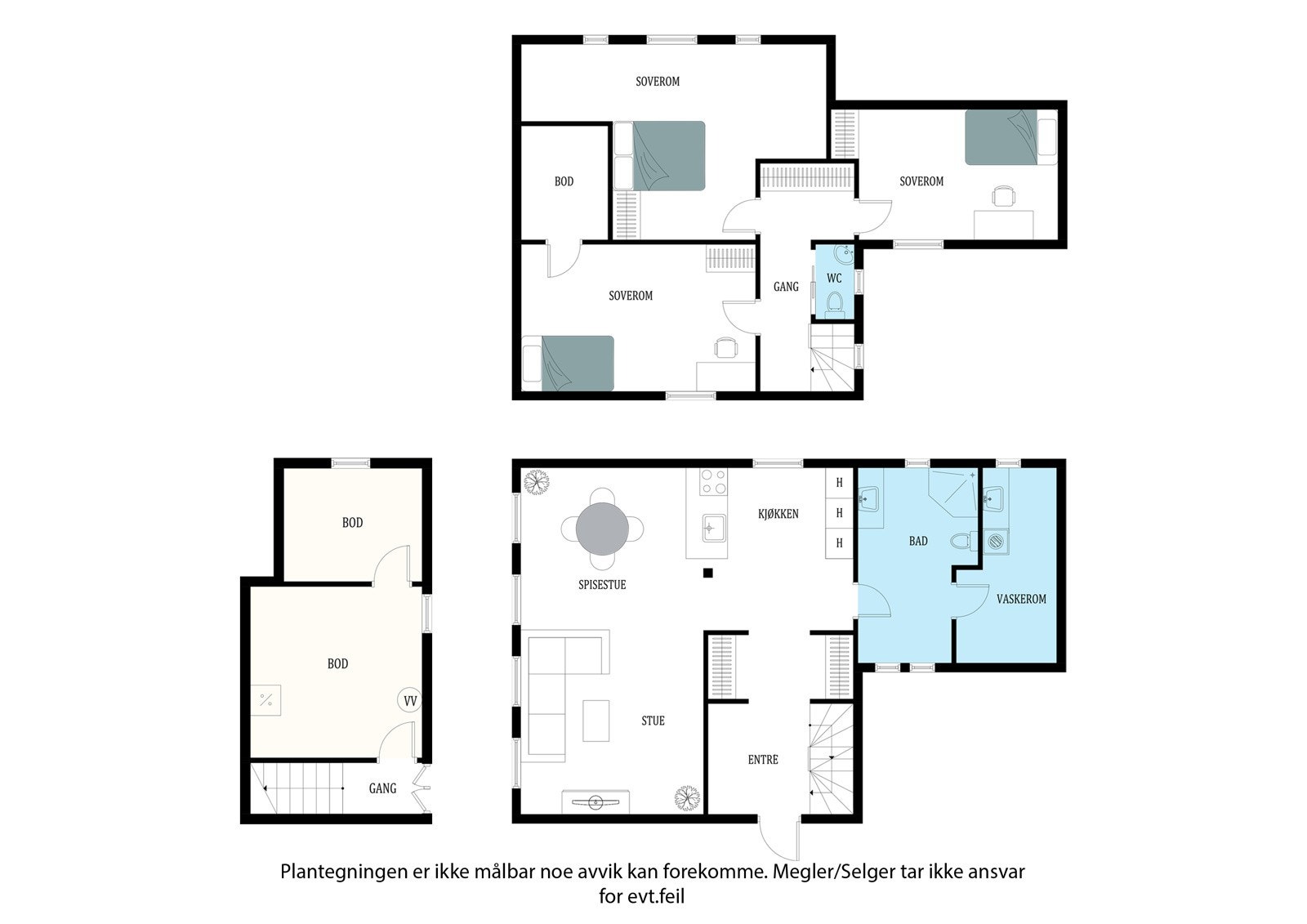 Planskisse over alle tre etasjene Galleribilde