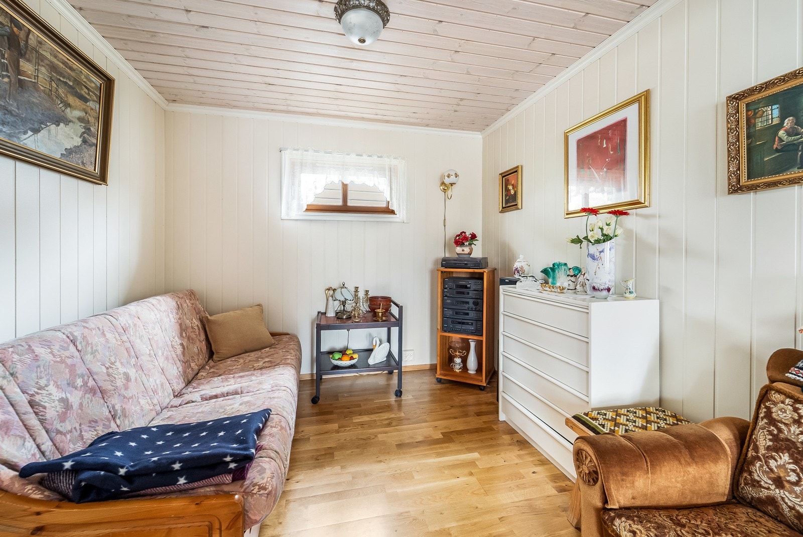Del av stue som på opprinnelige tegninger står oppført som soverom. Galleribilde