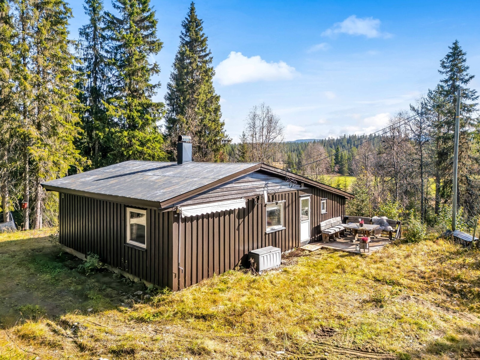 Hytta ligger skjermet til, godt med boltreplass. Galleribilde