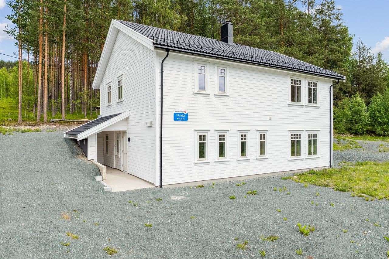 Boligen har inngang via et overbygget inngangsparti i sokkeletasjen. Galleribilde