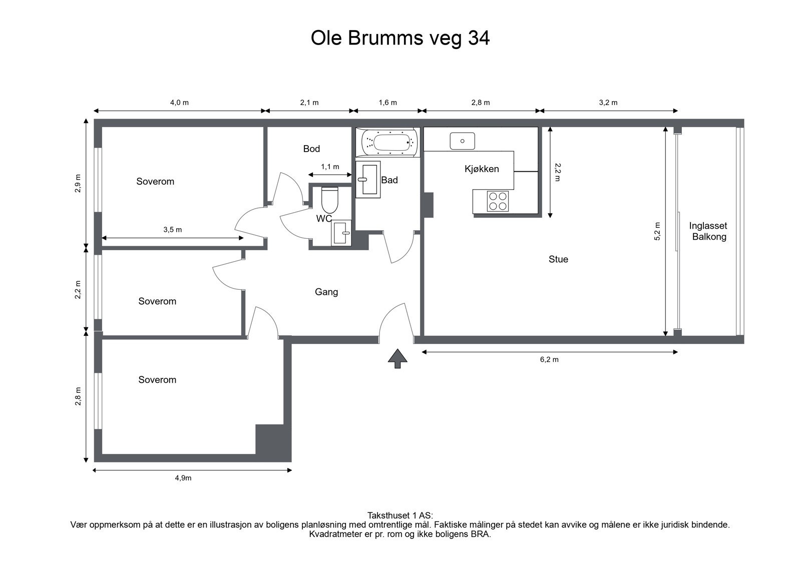 - Plantegning - Ole Brumms veg 34 - Galleribilde