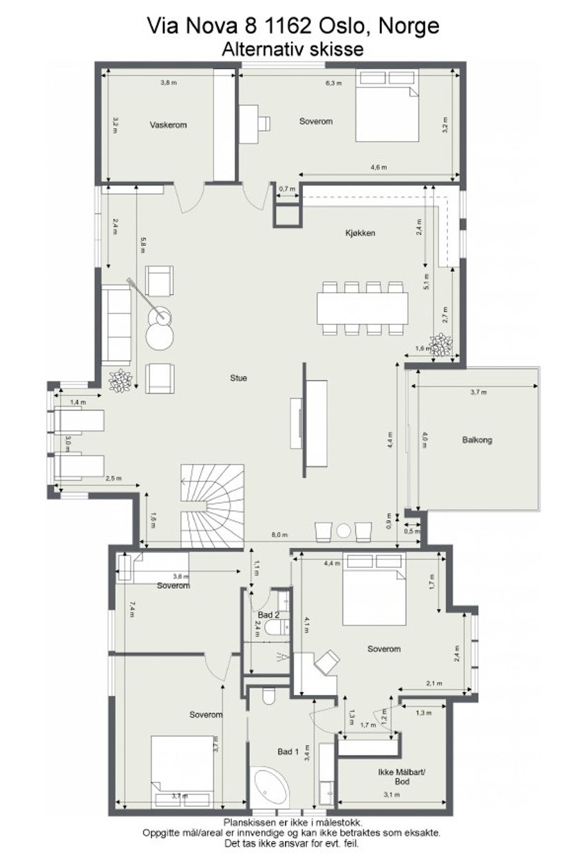 Alternativ skisse - for ev. 6 soverom Galleribilde