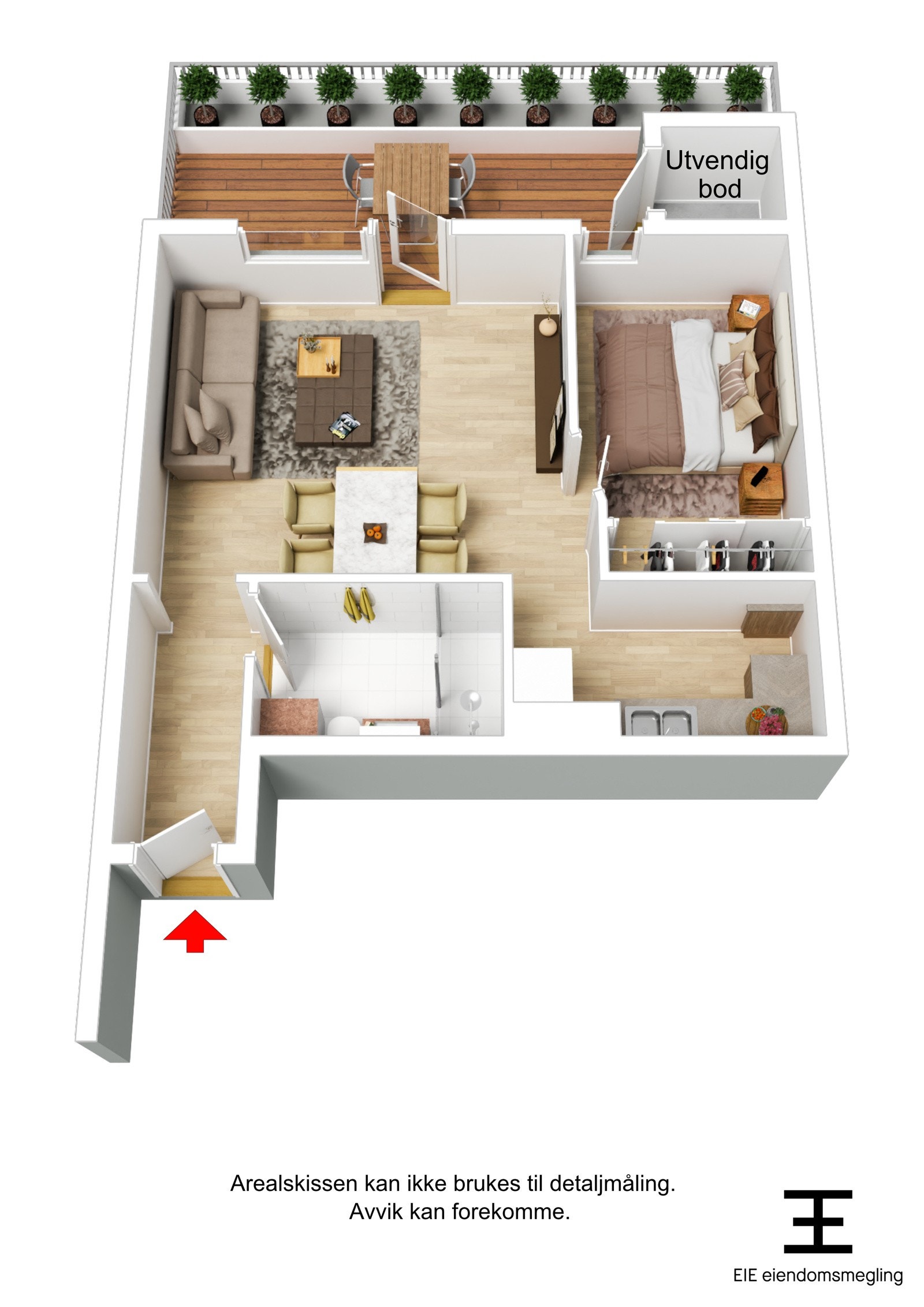 Boligens plantegning i 3D Galleribilde