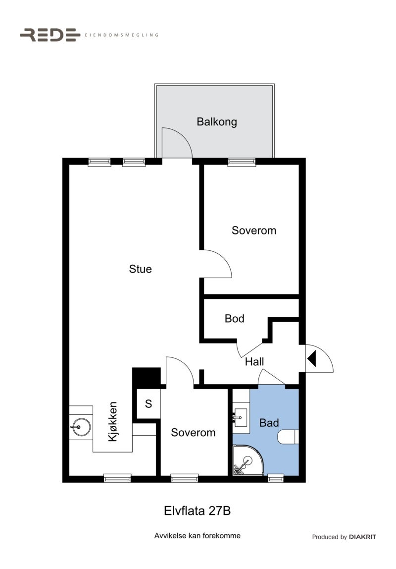 Plantegning. Praktisk leilighet med alt på ett plan Galleribilde
