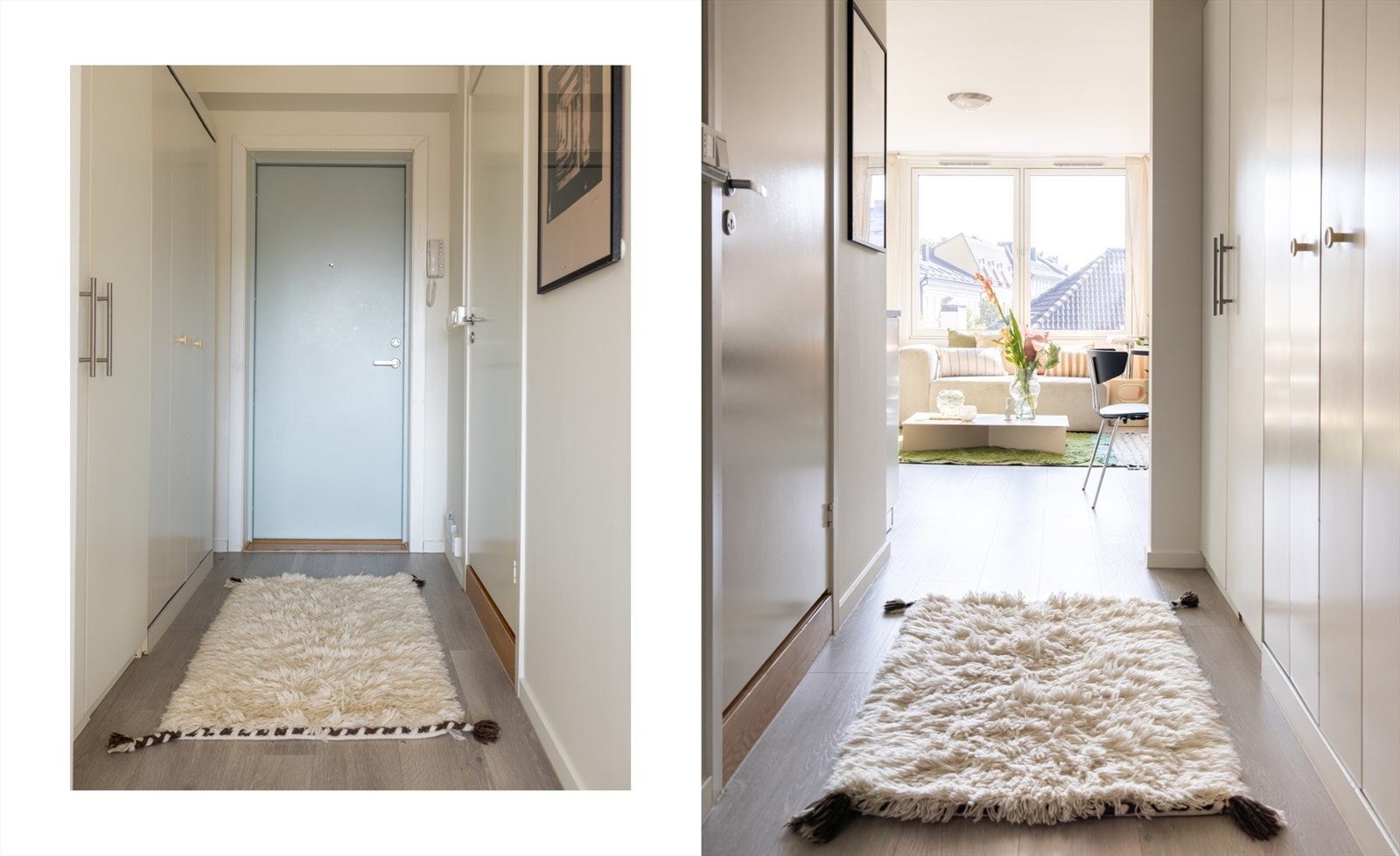 Hyggelig entre med skaprekke der en har god plass til sko, klær etc. Galleribilde