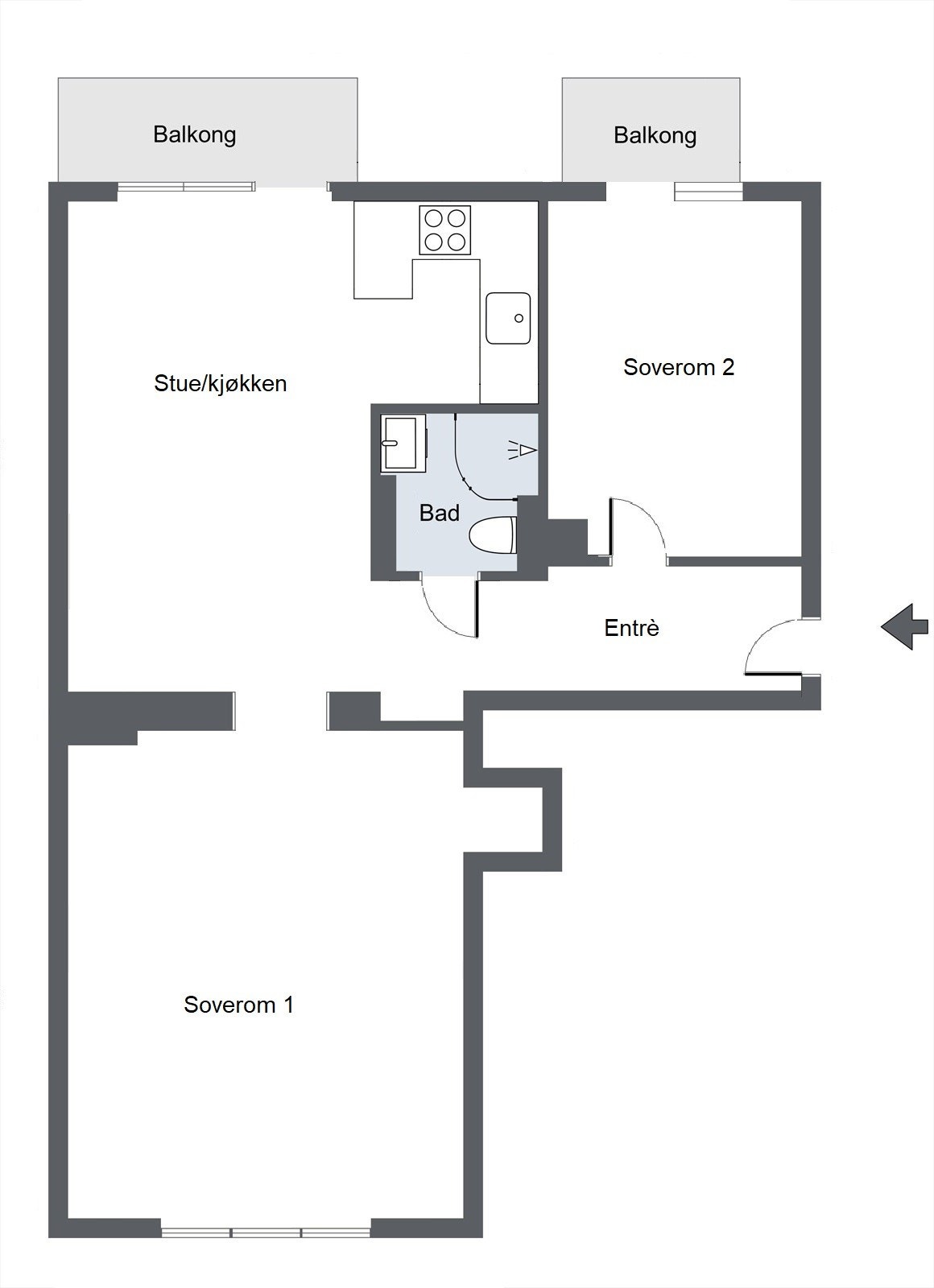 Alternativ plantegning - megler/selger har ikke undersøkt hvorvidt løsningen lar seg gjennomføre Galleribilde